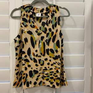 Cabi multicolored sleeveless leopard print top